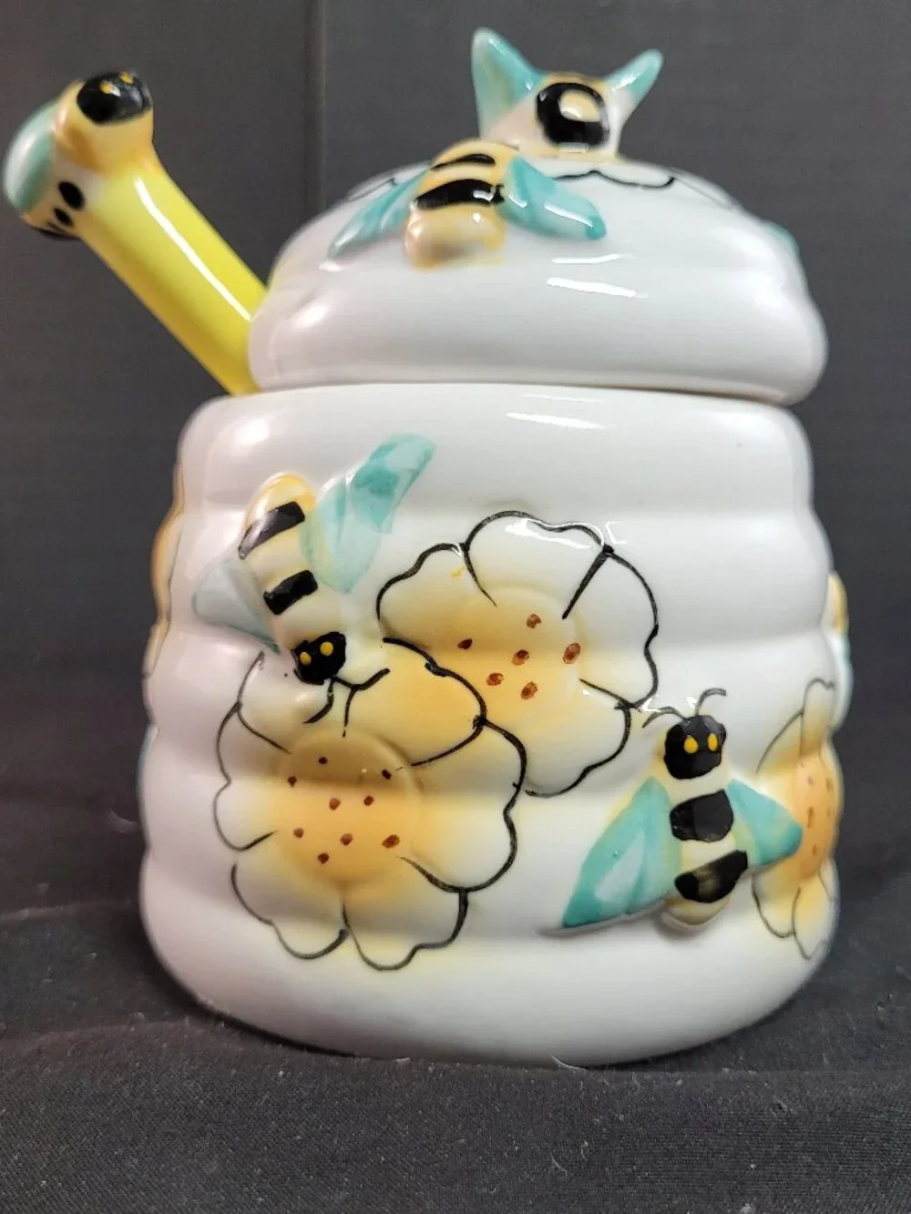 Shonfeld's Honeycomb Set + Stirrer, 3D Honey Jar w Flower + Bumblebee Design, 5